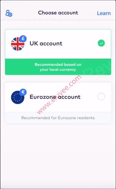 Monese账户注册选择英国或欧盟账户