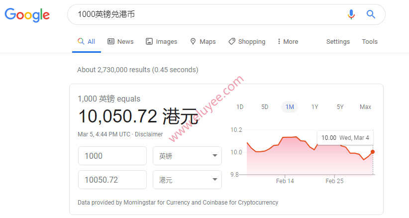 谷歌汇率查询英镑兑港币