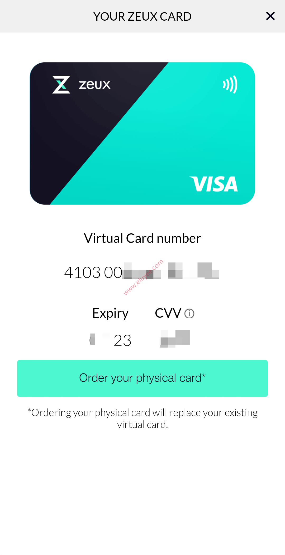 Zeux Visa虚拟卡