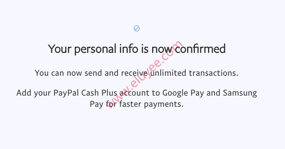 Paypal确认了个人身份信息