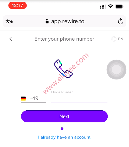 Rewire注册-输入电话号码