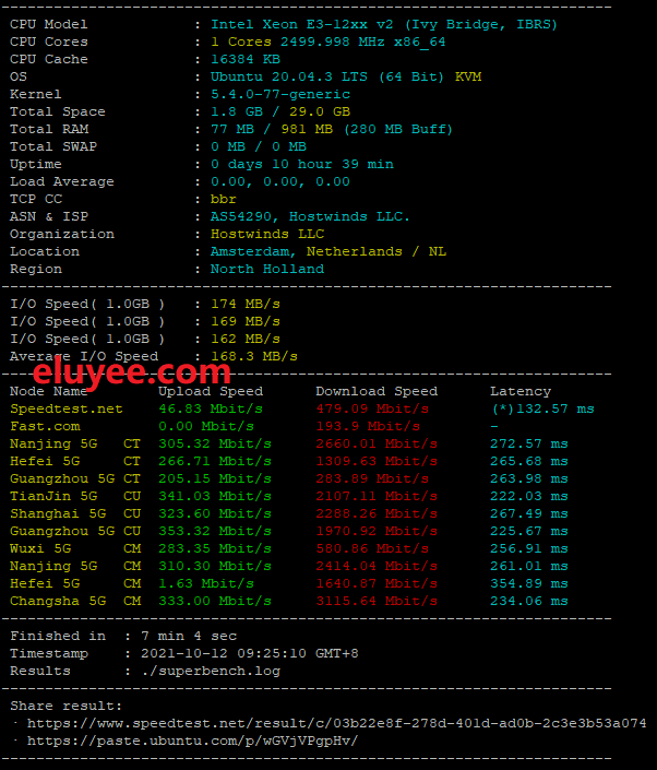 Hostwinds荷兰阿姆斯特丹机房VPS测评