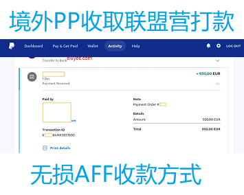 境外PayPal收取联盟营销等平台打款，无损AFF收款
