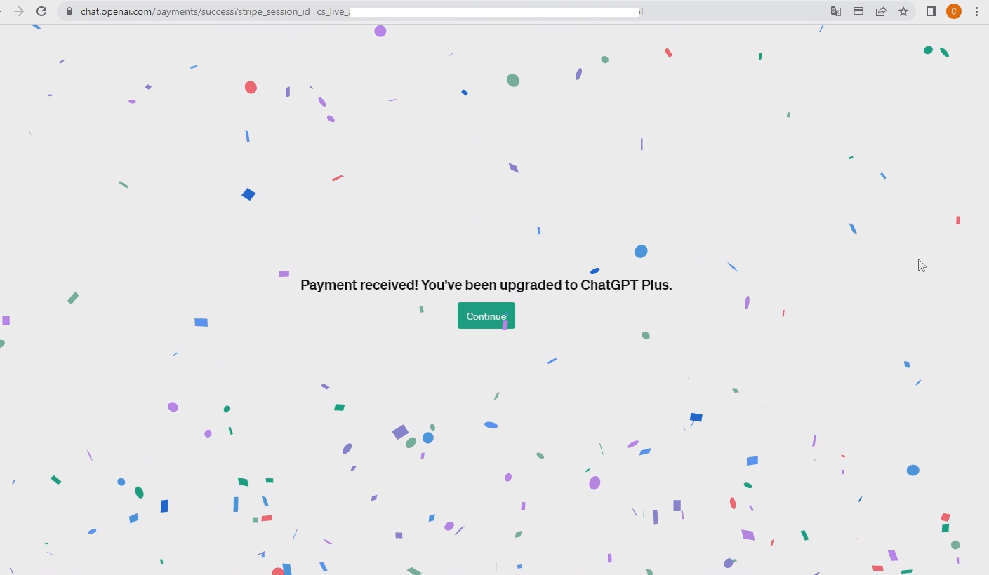 使用虚拟信用卡升级ChatGPT Plus订阅付款成功